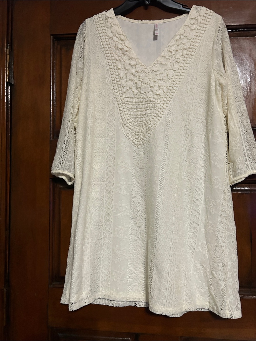 Xhilaration Cream Lace V-Neck Tunic Top